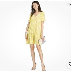 a new day Yellow Printed V-Neck Short Sleeve Ruffle Hem Dress